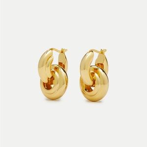 Veronica Beard Gold Interlocking Hoop Earrings
